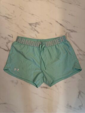 Under Armour Mint Green Women’s Athletic Shorts with Logo Waistband